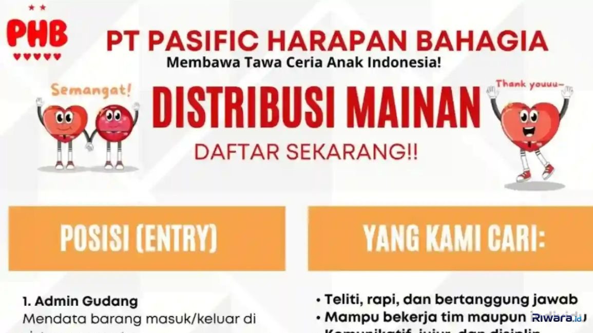 Lowongan perusahaan distribusi mainan terbuka banyak